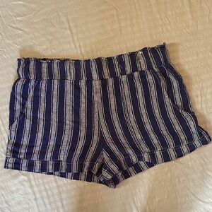 Striped Linen Blend Highrise Shorts Sz XL